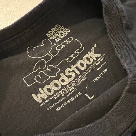 Woodstock 2009 Black Cotton Peace Tie Dye Graphic Tee Size Large Unisex - Picture 4 of 9